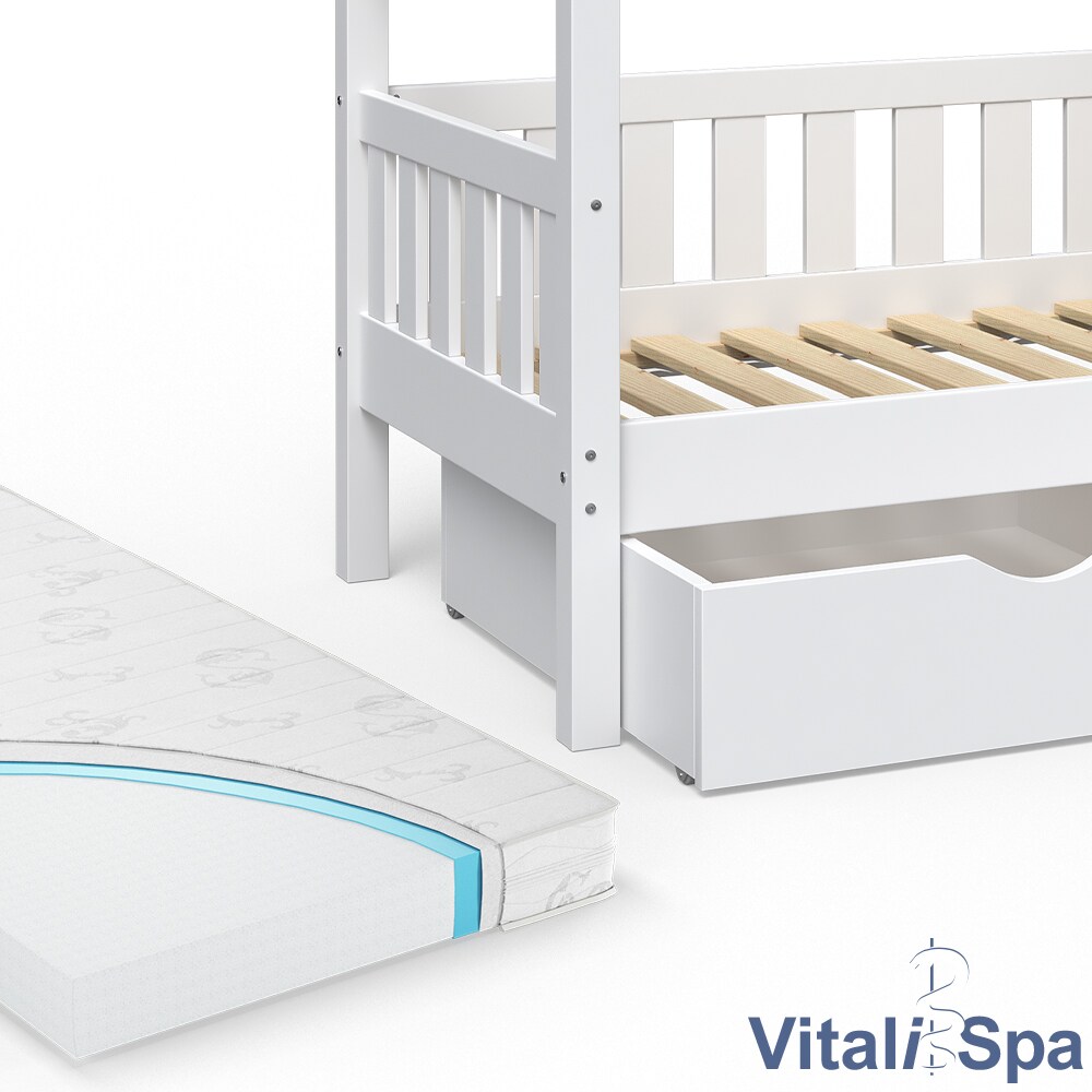 VitaliSpa Design Kinderbett 160x80 Babybett Jugendbett 2 Schubladen Lattenrost Matratze