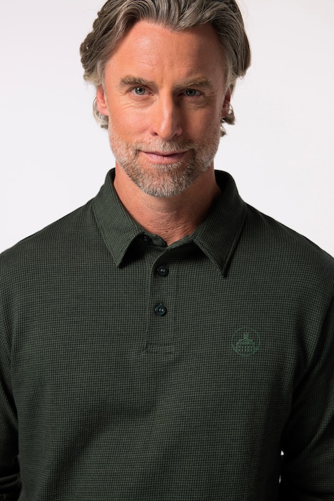 Boston Park Poloshirt, Langarm, Minimal-Muster, bis 84/86