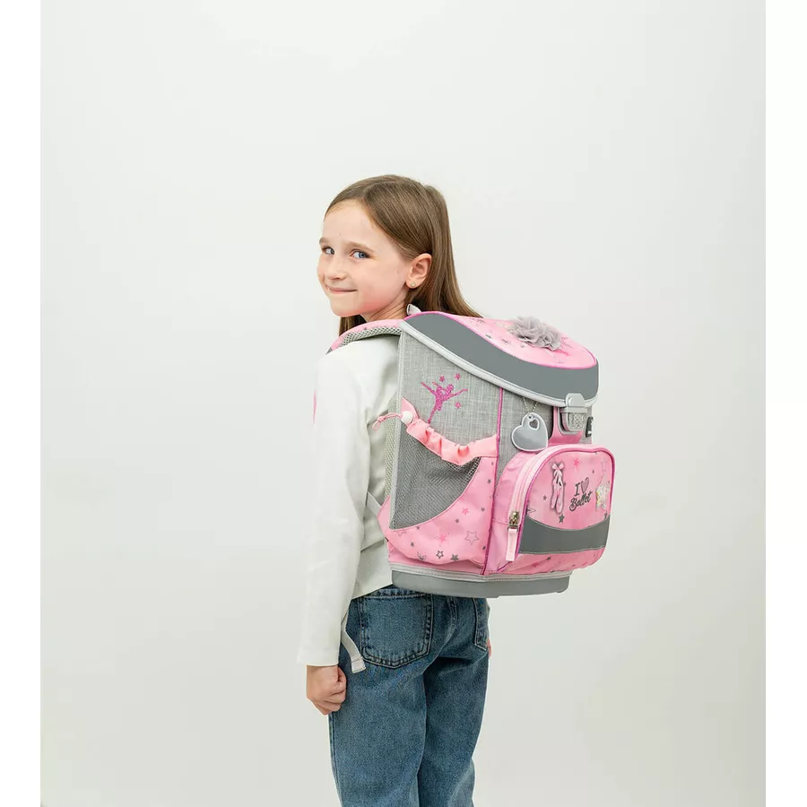 Belmil Schulranzen Mini Fit Schulranzen Set 4-teilig mit Brustgurt Ballet Light Pink
