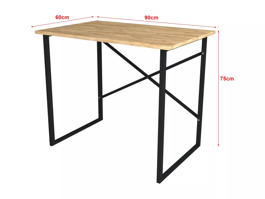 Bureau Tjeldsund 75 x 90 x 60 cm effet chêne / anthracite [en.casa]