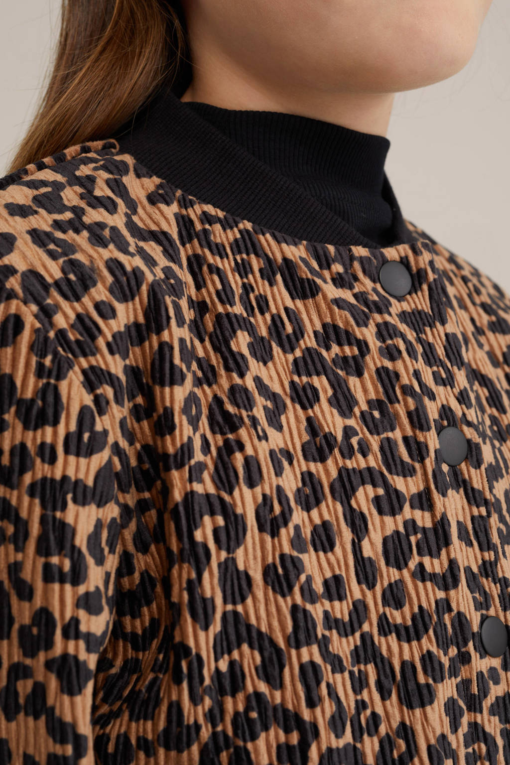 WE Fashion jasje met panterprint bruin/zwart