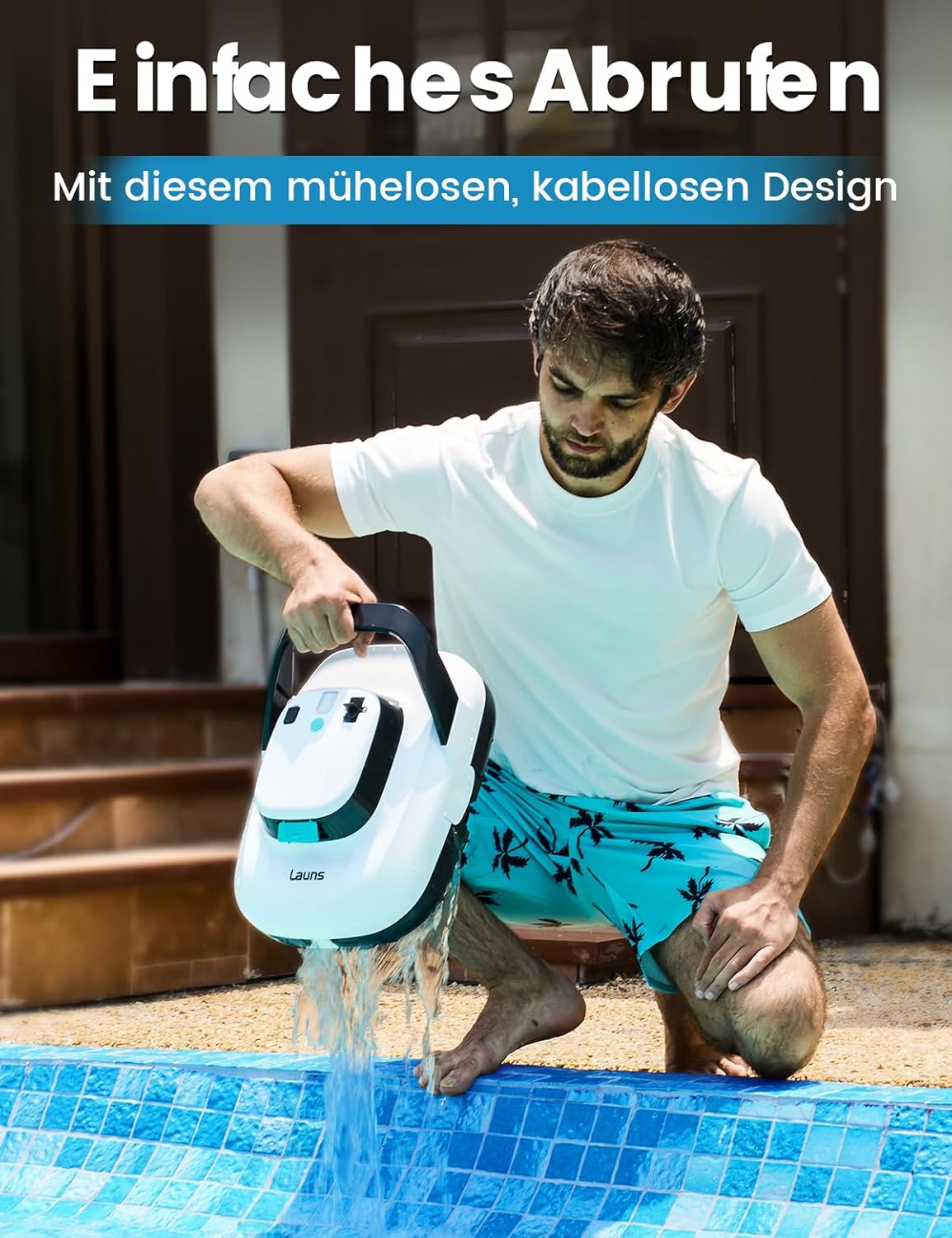 S1 Kabelloser Poolroboter, Dual-Motoren & Sauganschlüsse, automatischer Poolsaugroboter hält bis zu 90 Minuten, selbstparkend, ideal für oberirdische Pools (neu)