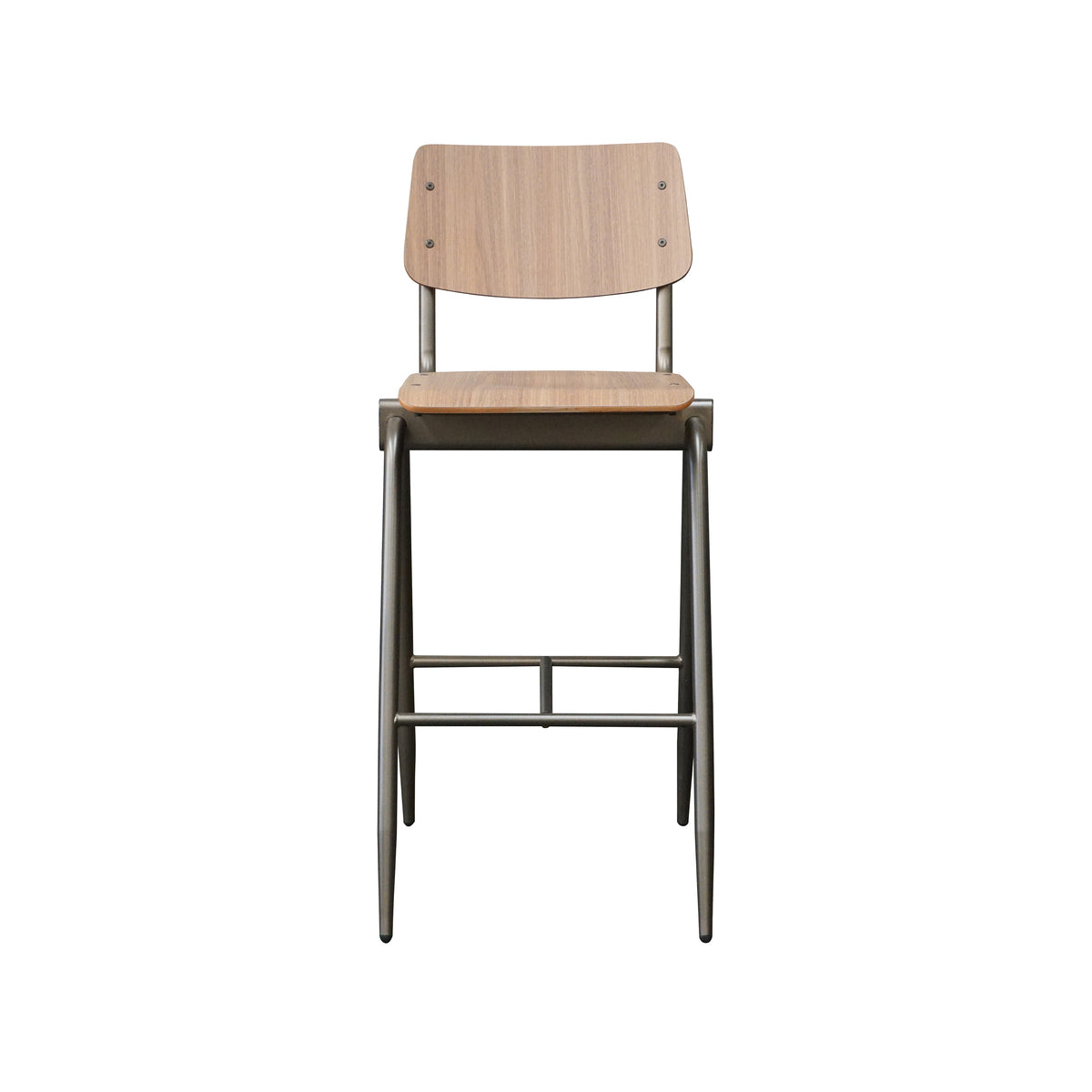 LABEL51 - Barkruk Solid - Walnoot Hout - Antiekgoud Metaal