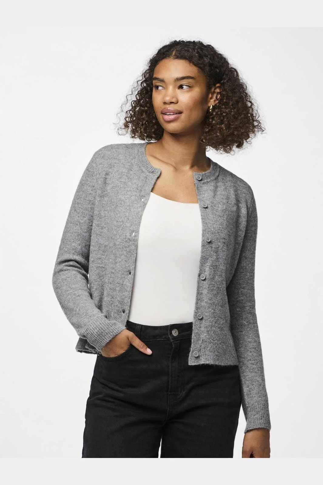 Pieces Pcmalou Ls Knit Cardigan 4635852 medium grey melange
