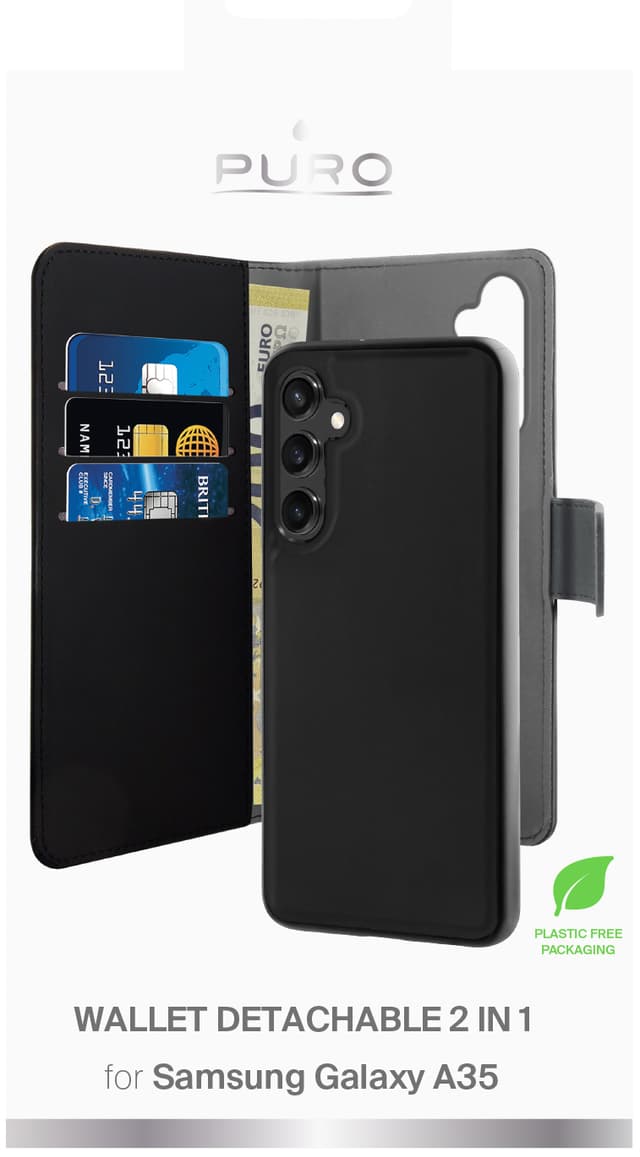 Puro 2i1 Samsung Galaxy A35 pungetui (sort)