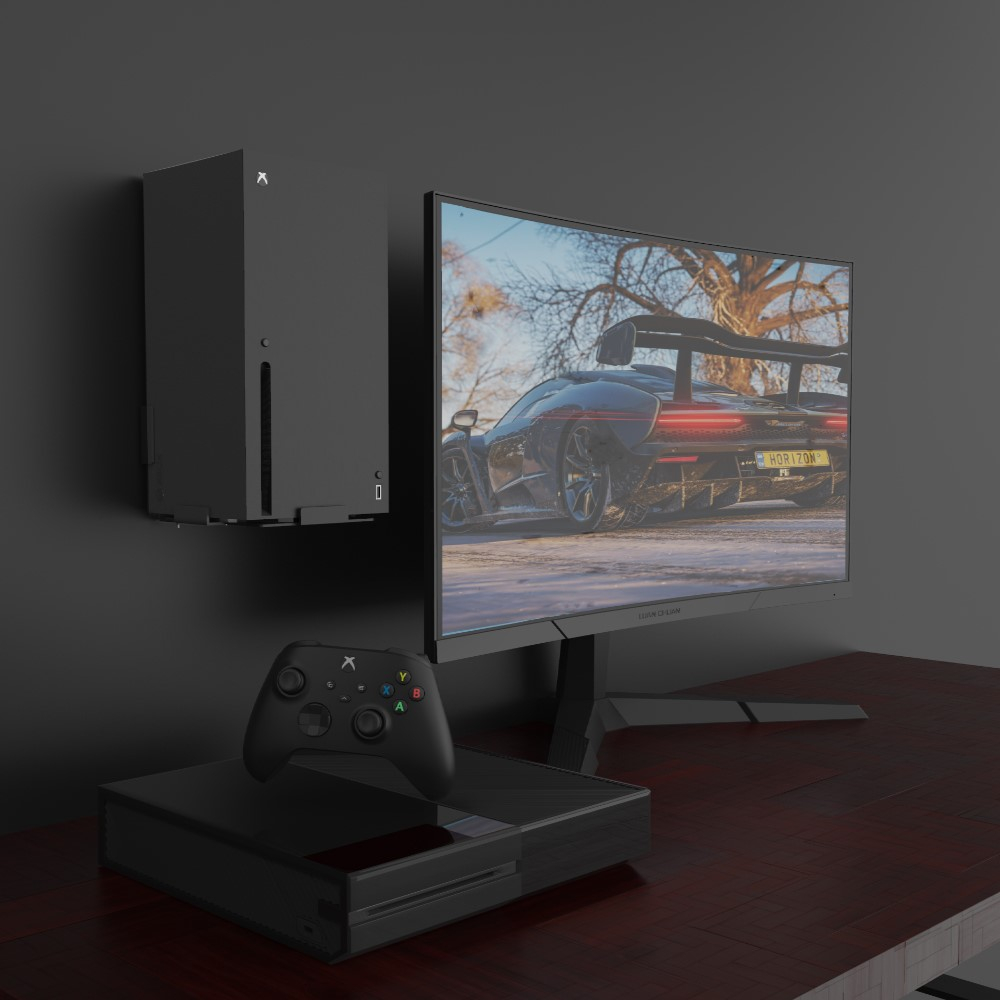 Microsoft XBOX Series X / S Wandhalterung Metall Konsolen Halter - Schwarz