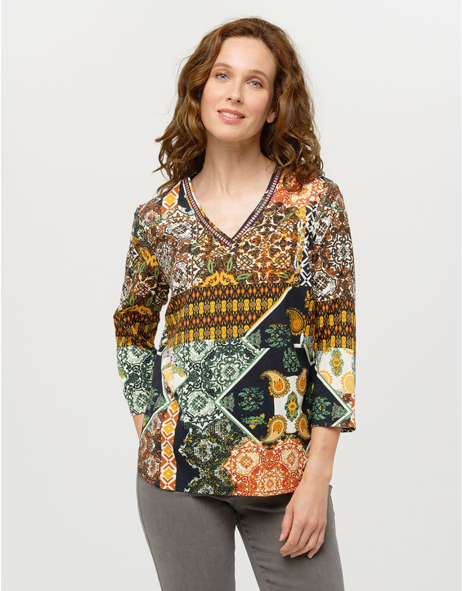 Blouse imprimée kaki