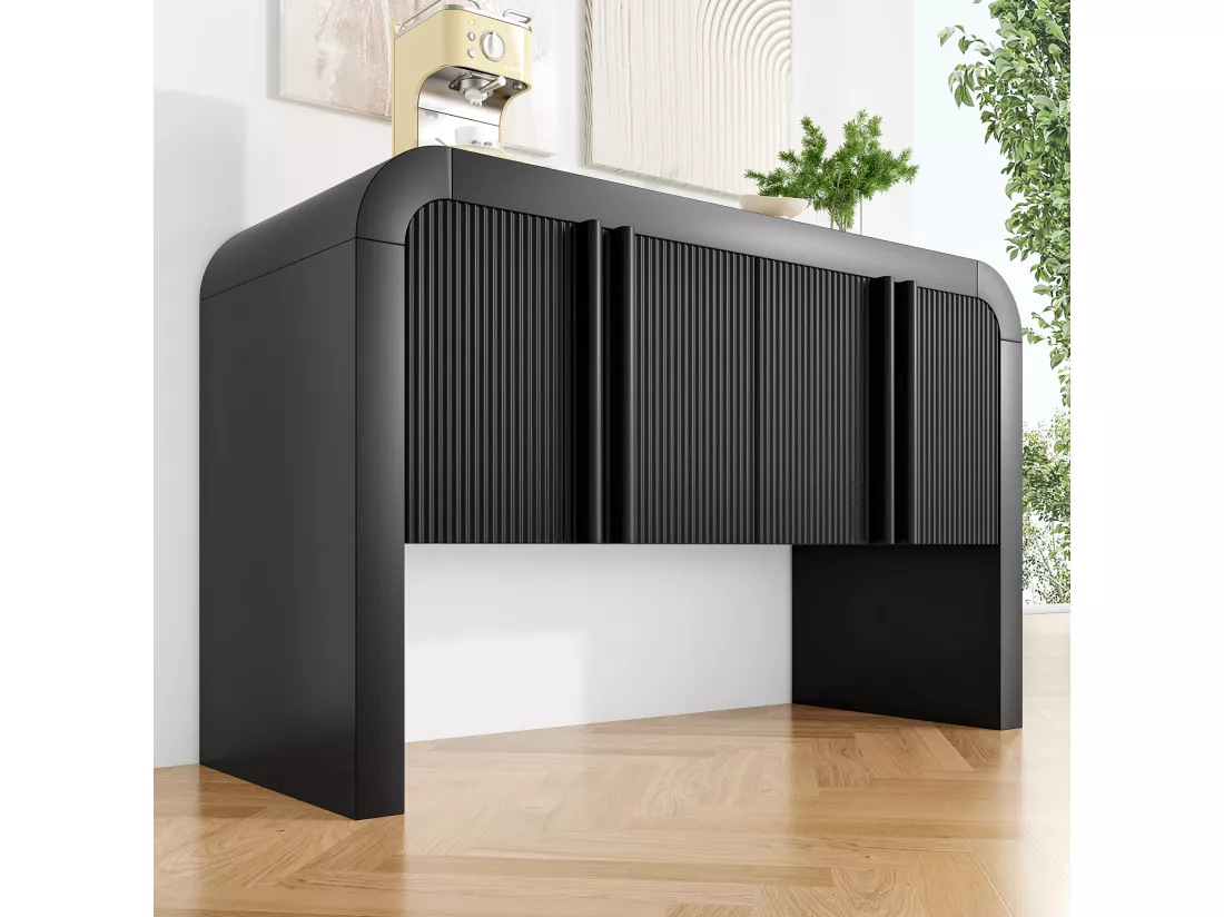 Buffet avec 4 portes magnétiques - 120 x 39.8 x 75 - Bois MDF - pour cuisine, salle à manger, salon - Noir