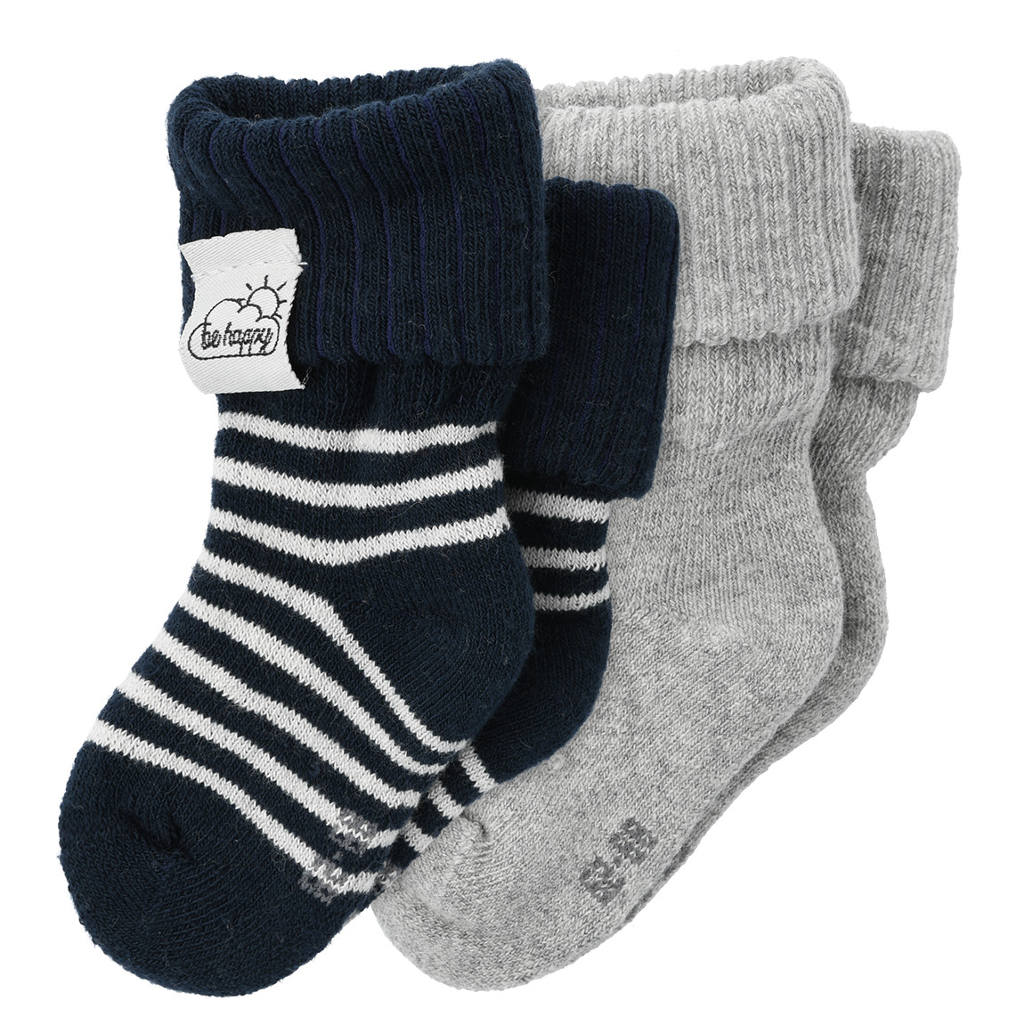Topomini Pure Collection 2 Paar Newborn Socken im Doppelpack grau / dunkelblau