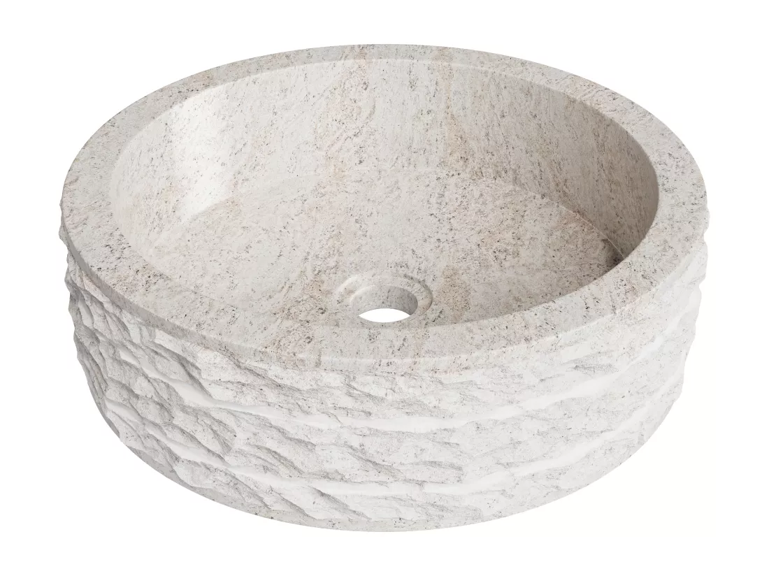 Vasque à poser en marbre - Coloris crème - D40 cm - CIRILA