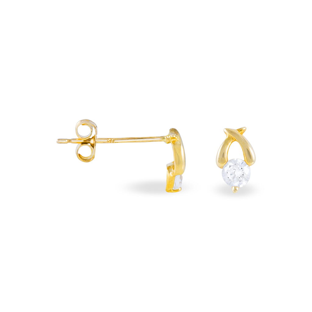 Boucles D'oreilles Puces Alvina Ruban Or Jaune Oxyde De Zirconium