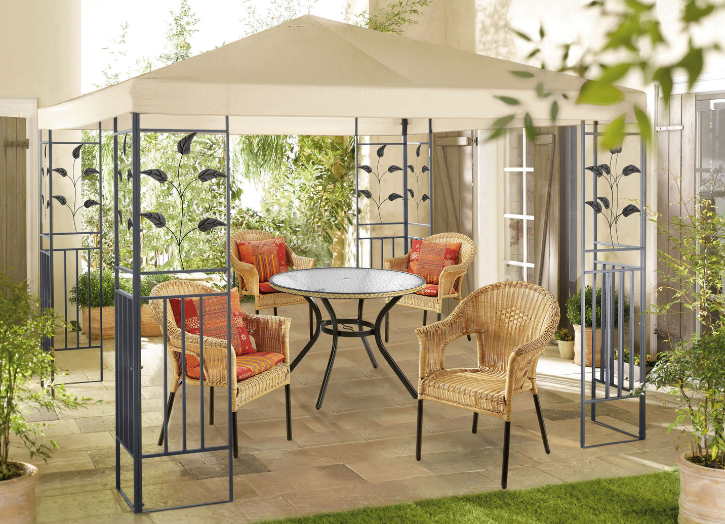 Pavillon Lukas mit pulverbeschichtetem Stahlgestell