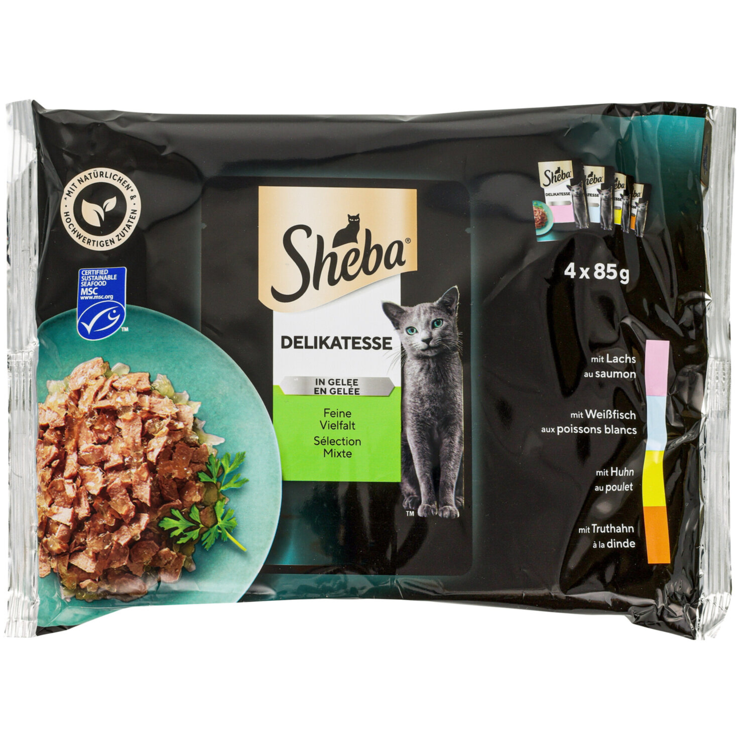 Sheba Delikatesse Katzenfutter in Gelee Fisch 4x85g