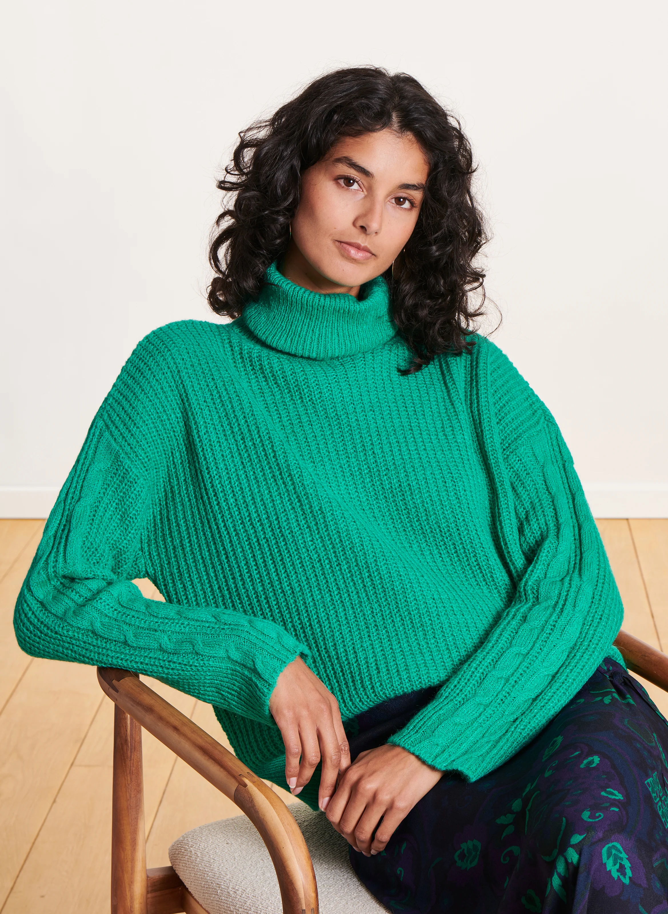 Pull col roulé | Vert
