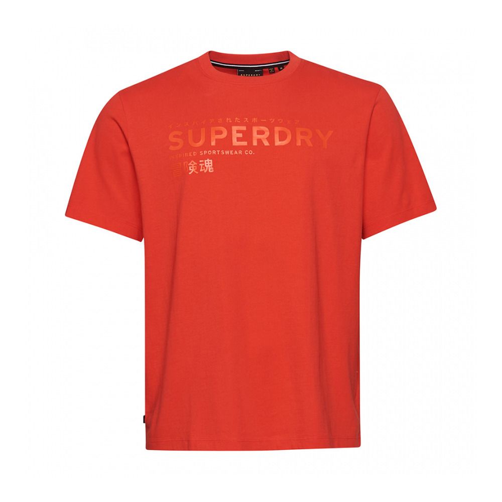 Superdry CODE STACKED LOGO - Tee-shirt Homme sunset red