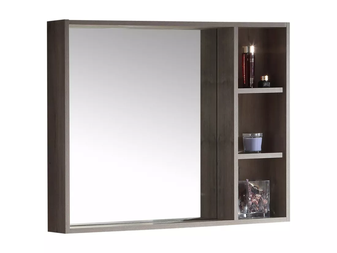Miroir avec rangement 100 cm chêne gris Aquanoma