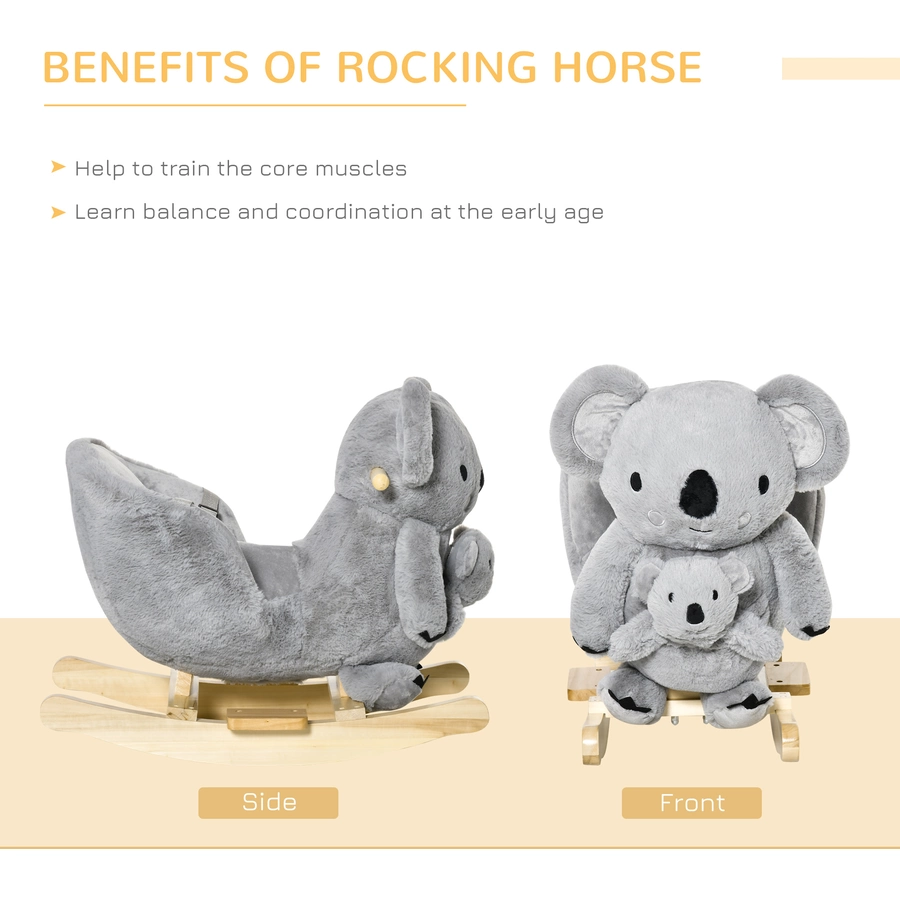 HOMCOM Schaukeltier Spielzeug, Triceratops, Koala Grau