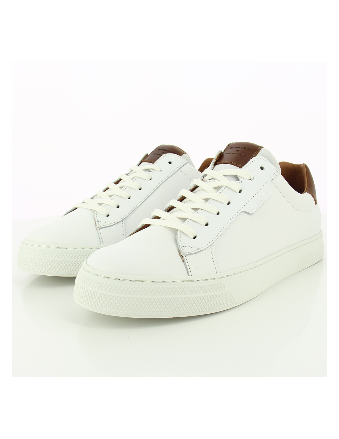 schmoove baskets de ville homme spark clay cuir blanc/marron