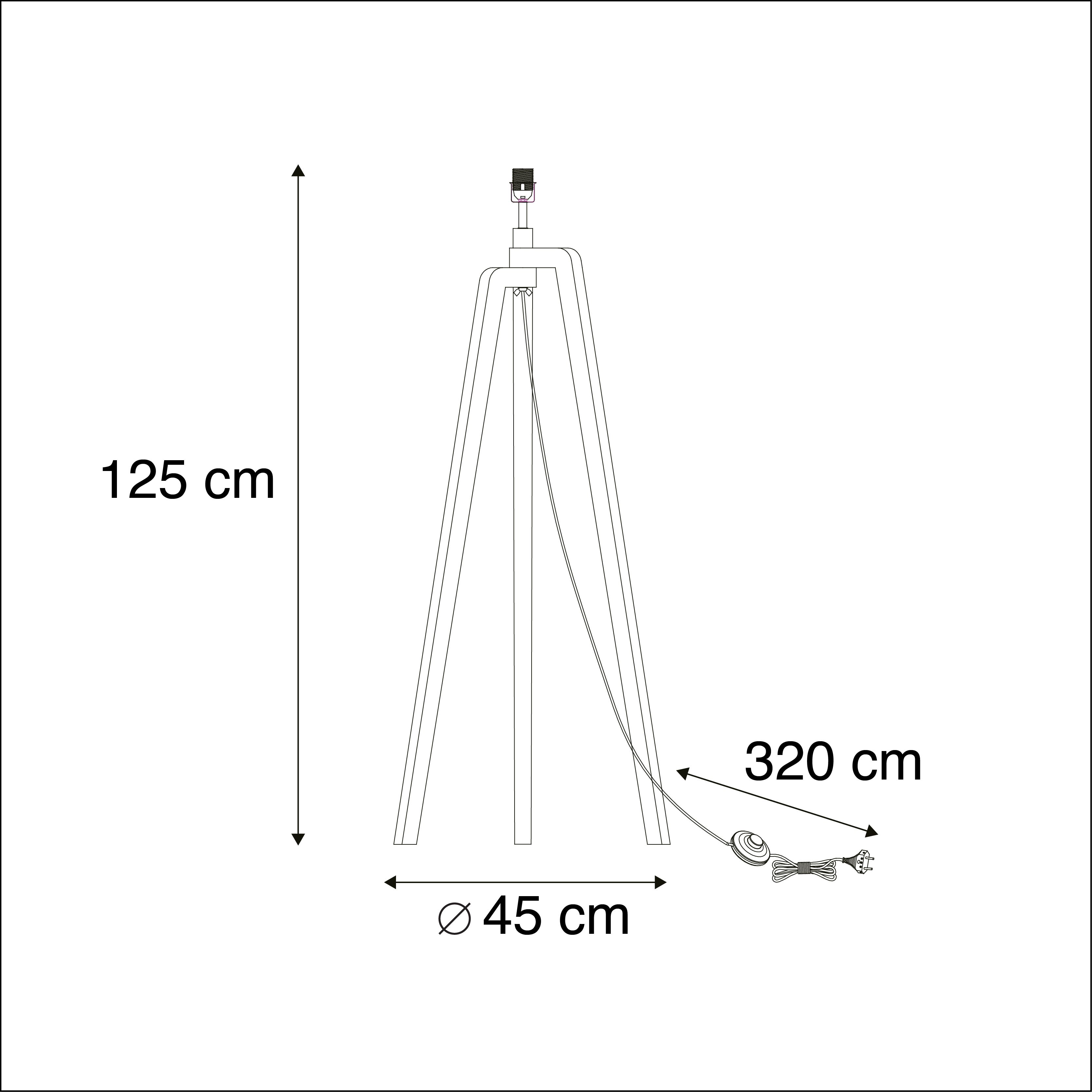 Landelijke vloerlamp tripod zwart zonder kap - Puros