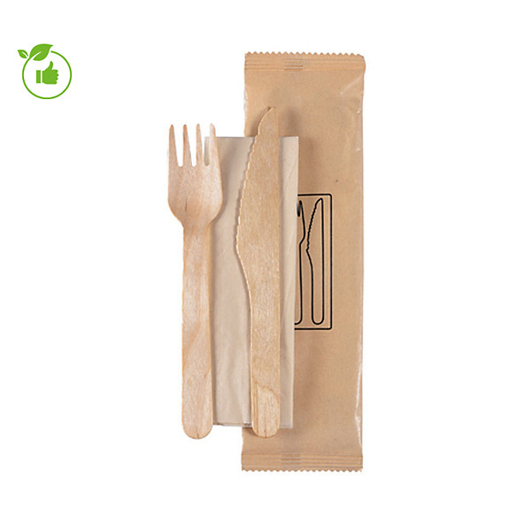 Kit couverts en bois 3 en 1, lot de 500
