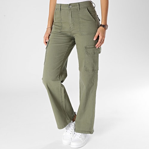 Pantalon Cargo Flare Femme Vert Kaki