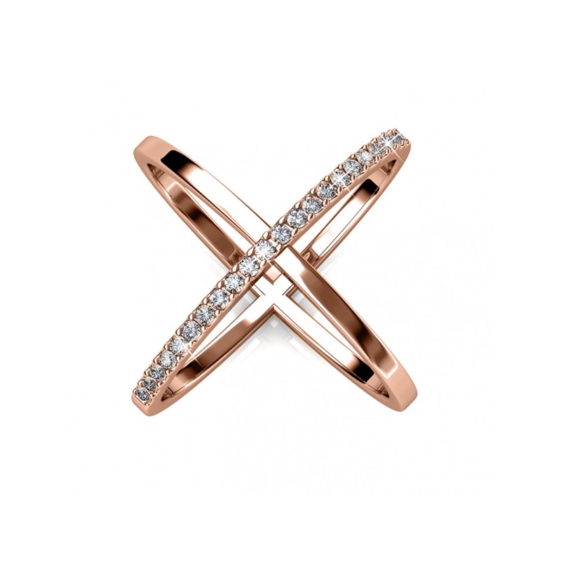Bague X Duo - Or Rosé et Cristal