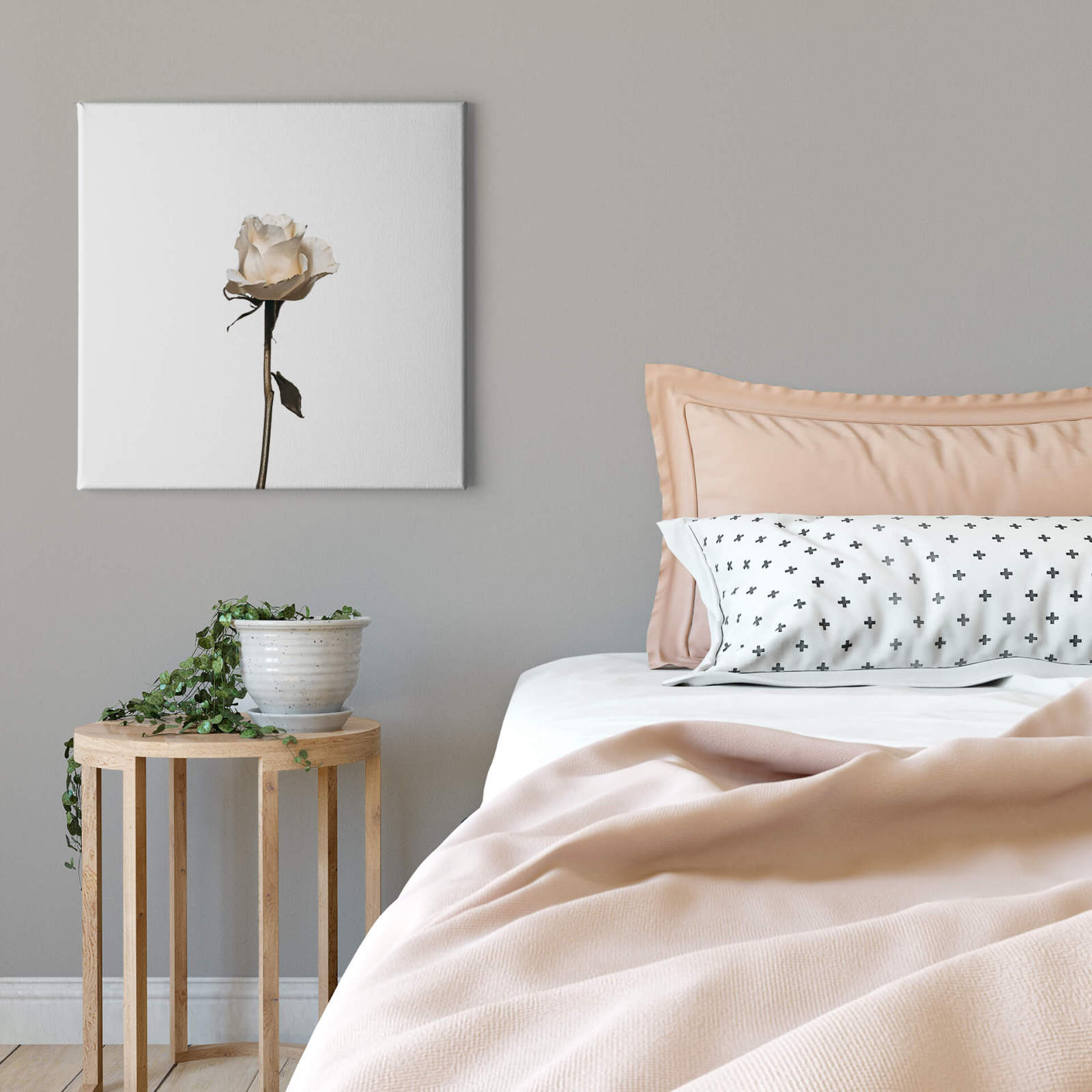 Leinwandbild WEISSE ROSE - weiß - 50x50 cm
