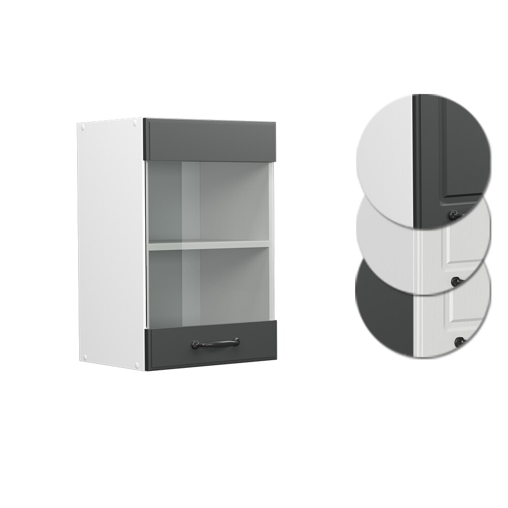 Vicco Hängeglasschrank Küchenschrank Küchenzeile Landhaus R-Line 40 cm Weiß-Anthrazit