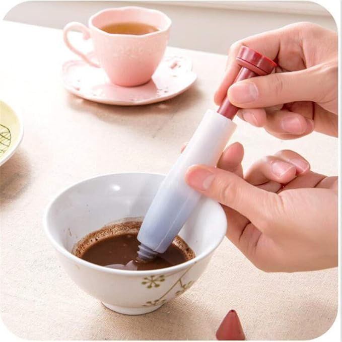 (13.5cm) Silikon Schokoladen Stift Saucen Deko Garnier Spritze Verzier Spritzbeutel für Desserts / Kuchen / Tellerdeko