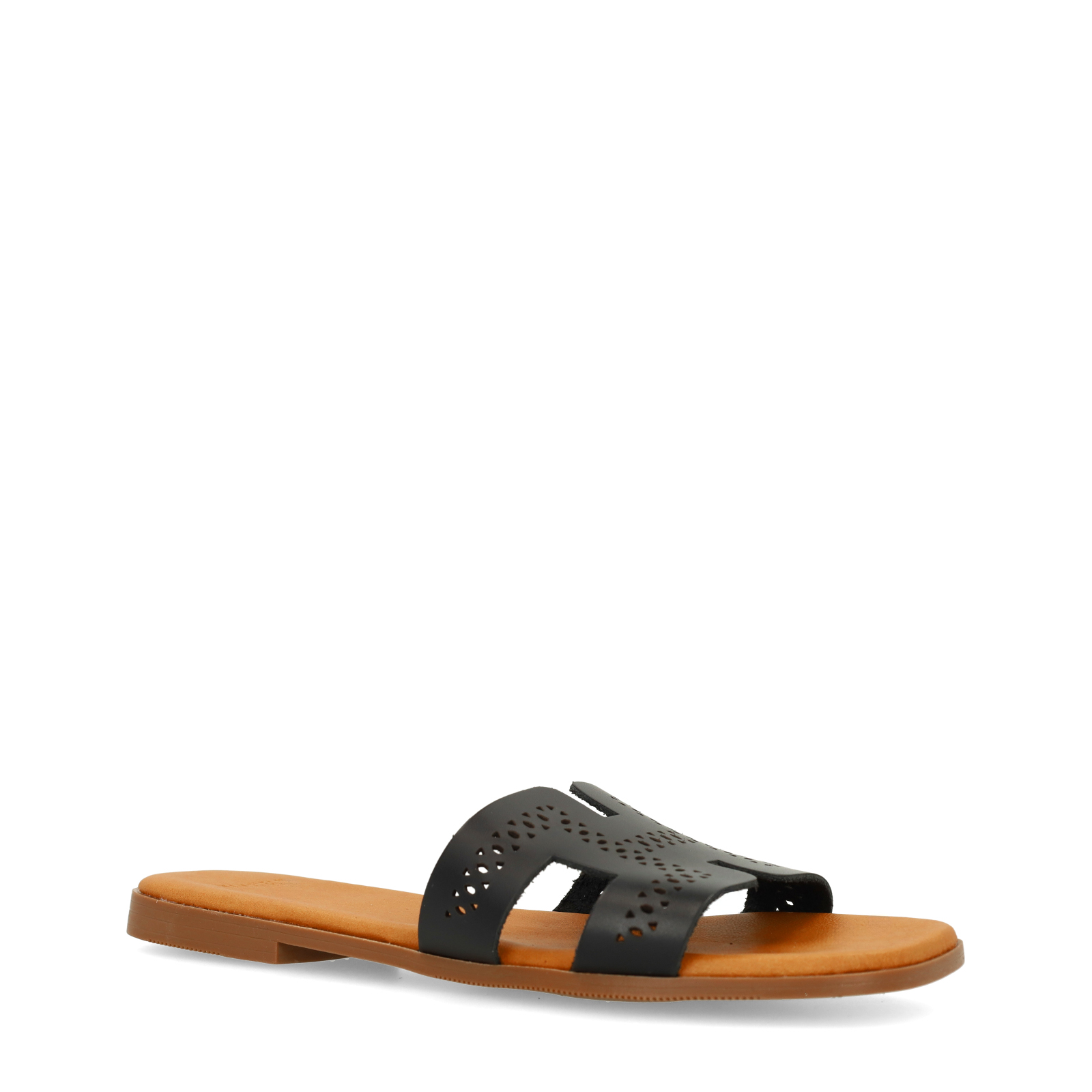 Zwarte leren slippers