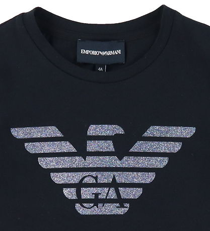 Emporio Armani T-Shirt - Schwarz m. Logo/Glitzer