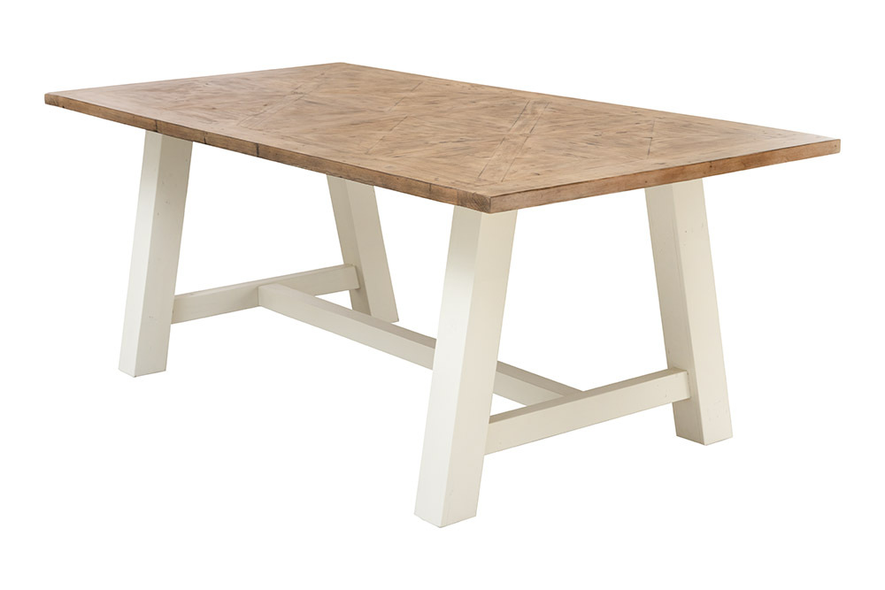 Massiver Esstisch HAMPTONS 165cm hellbraun creme Pinienholz