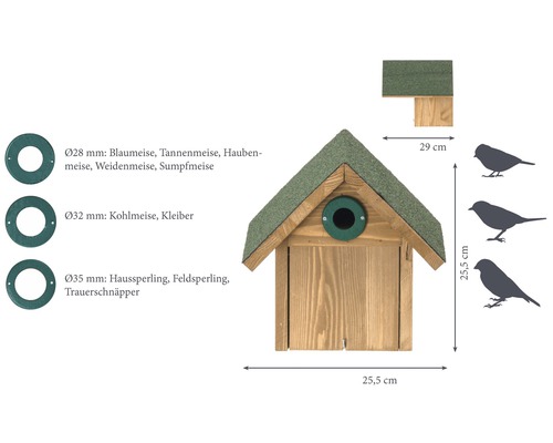 Nestkast roofdierbescherming 25,5x29x25,5 cm