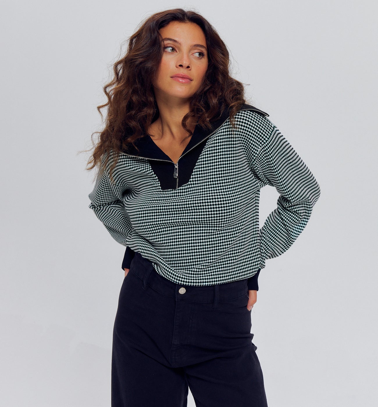 Pull camionneur Femme - Imprimé noir