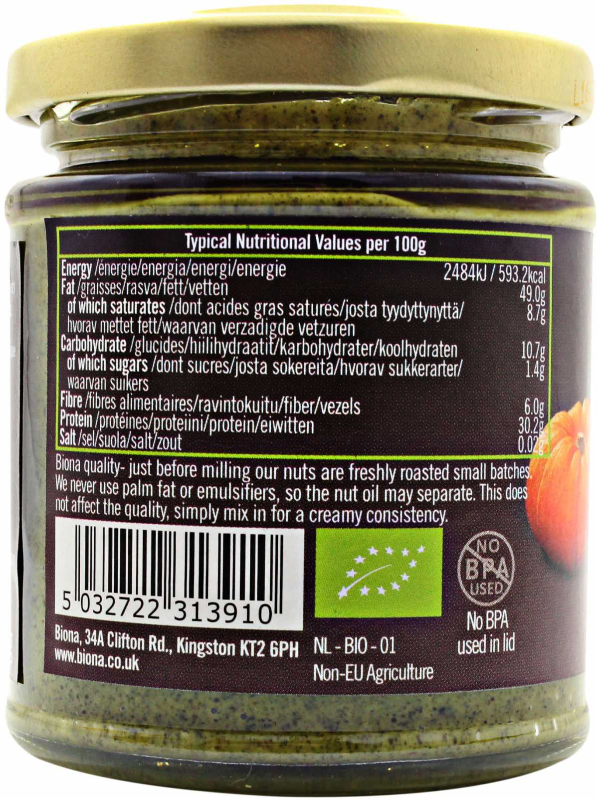 Manteiga de Semente de Abóbora Orgânica Biona Organic 170g