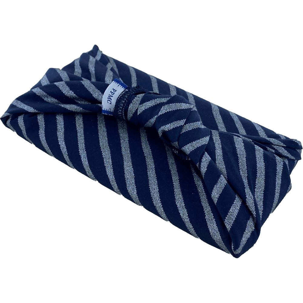 Furoshiki Petit 35 X 35 Cm Rayé Argent Marine