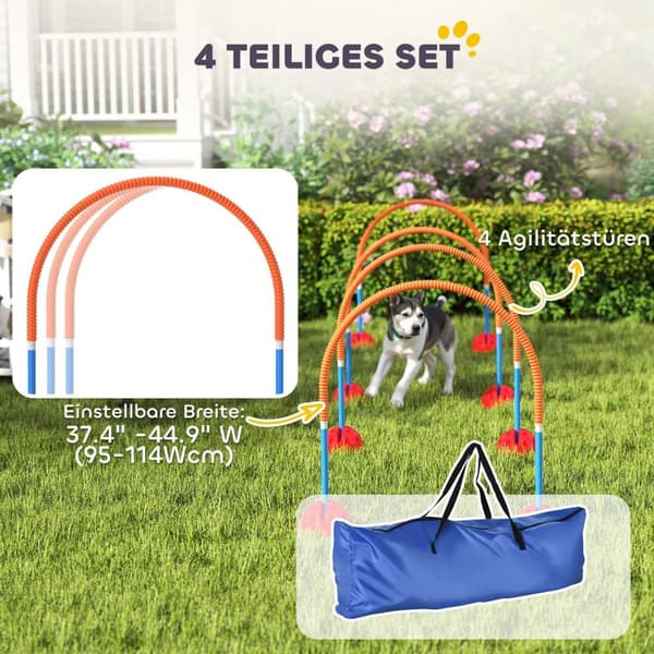 Agility Set Dogs 5-delers utfyllbart agilityutstyr for hundetrening hekkesett med justerbare agilitydører bære bag treningstilbehør koordinasjonstreni