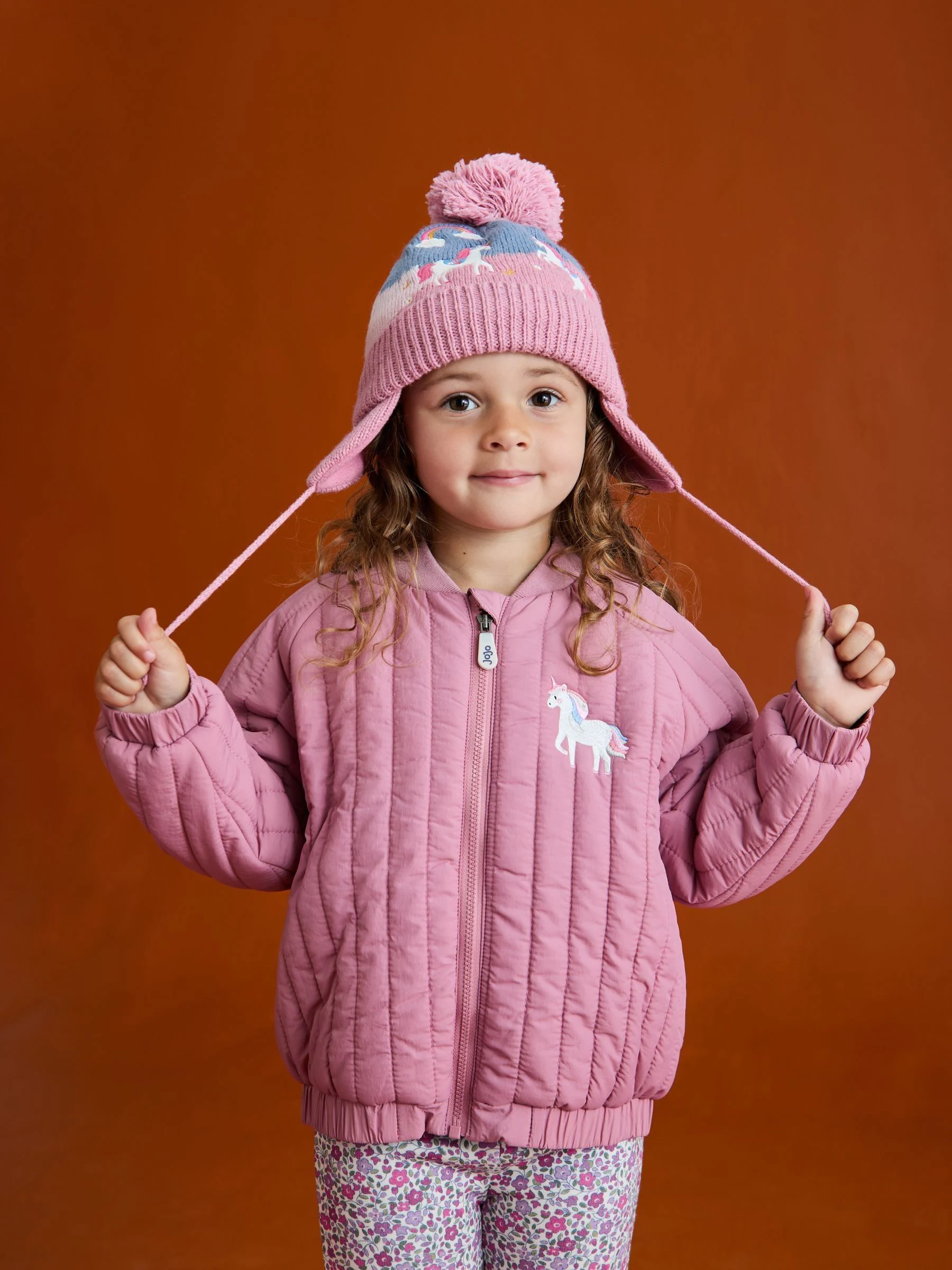 Roze met eenhoornprint - JoJo Maman Bébé - Fairisle-muts