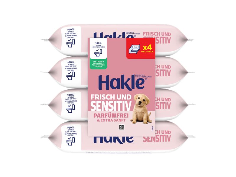 Hakle Feuchttücher Sensitive Sauberkeit 4 x 42 Stück Feuchte Toilettentücher ph-hautneutral