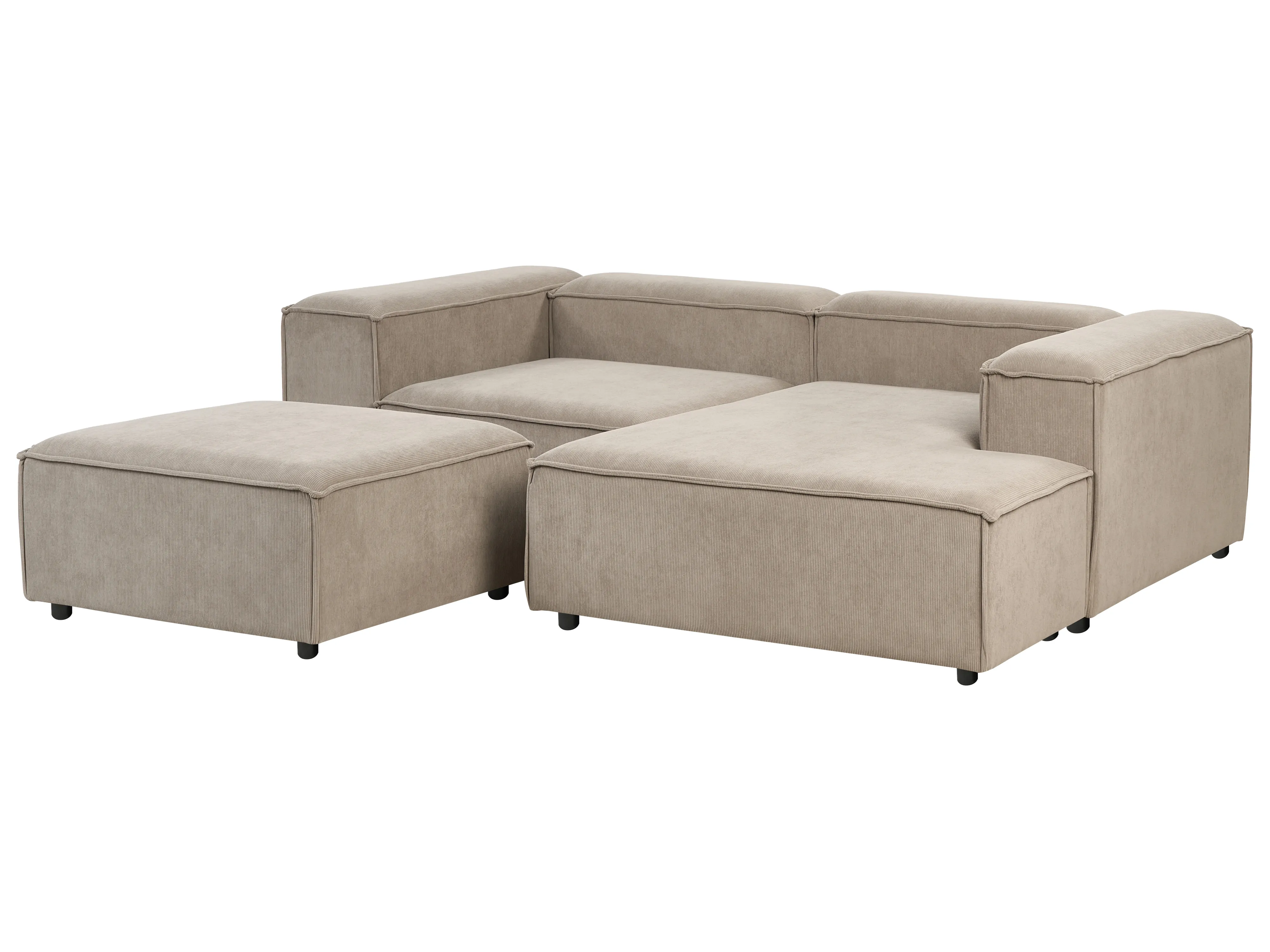 Modulaire hoekbank 3-zits ARDAL Corduroy Lichtbruin met ottomaan linkszijdig