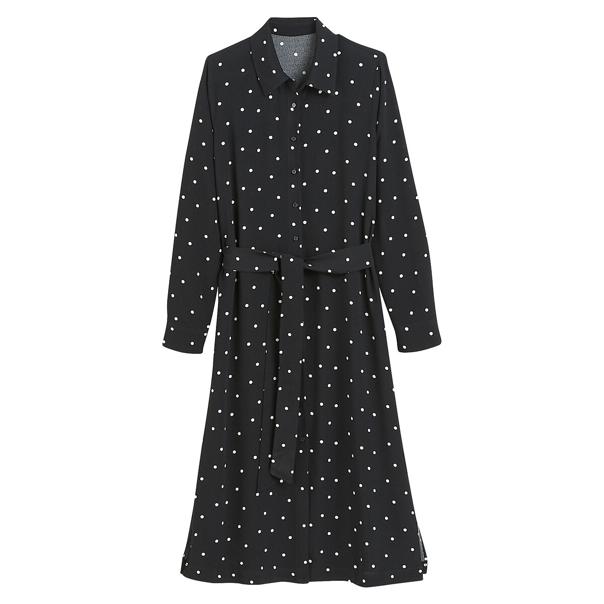 LA REDOUTE COLLECTIONS<br>Vestido camisa de bolinhas, comprimento midi