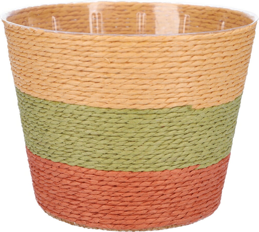 Duif plantenmand Riley lijnen beige / groen / terracotta D 19 H 16 cm
