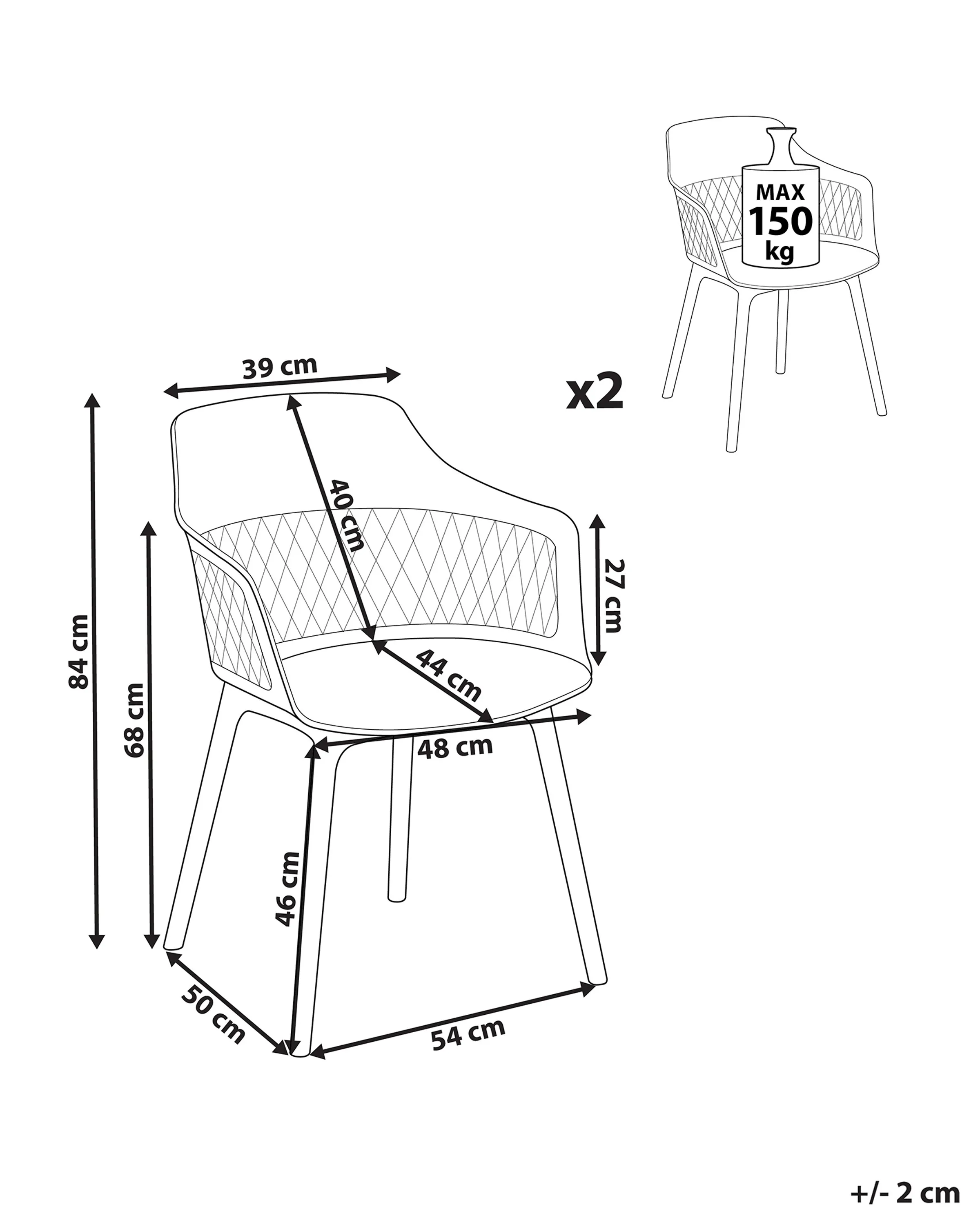 Set van 2 eetkamerstoelen ALMIRA Lichtgrijs