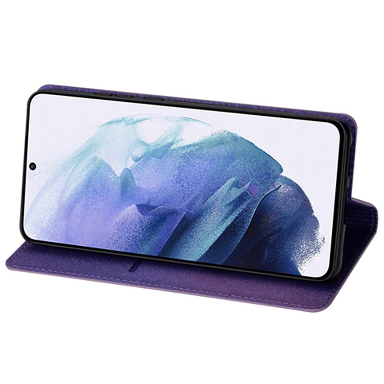 Samsung Galaxy S25 Flip Wallet Cover Leder Tasche Glitzer Optik - Lila
