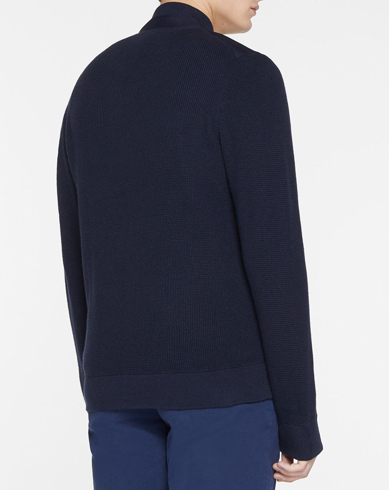 Hackett London Bombers en Cachemire mélangé bimatière Nylon Tricot bleu marine
