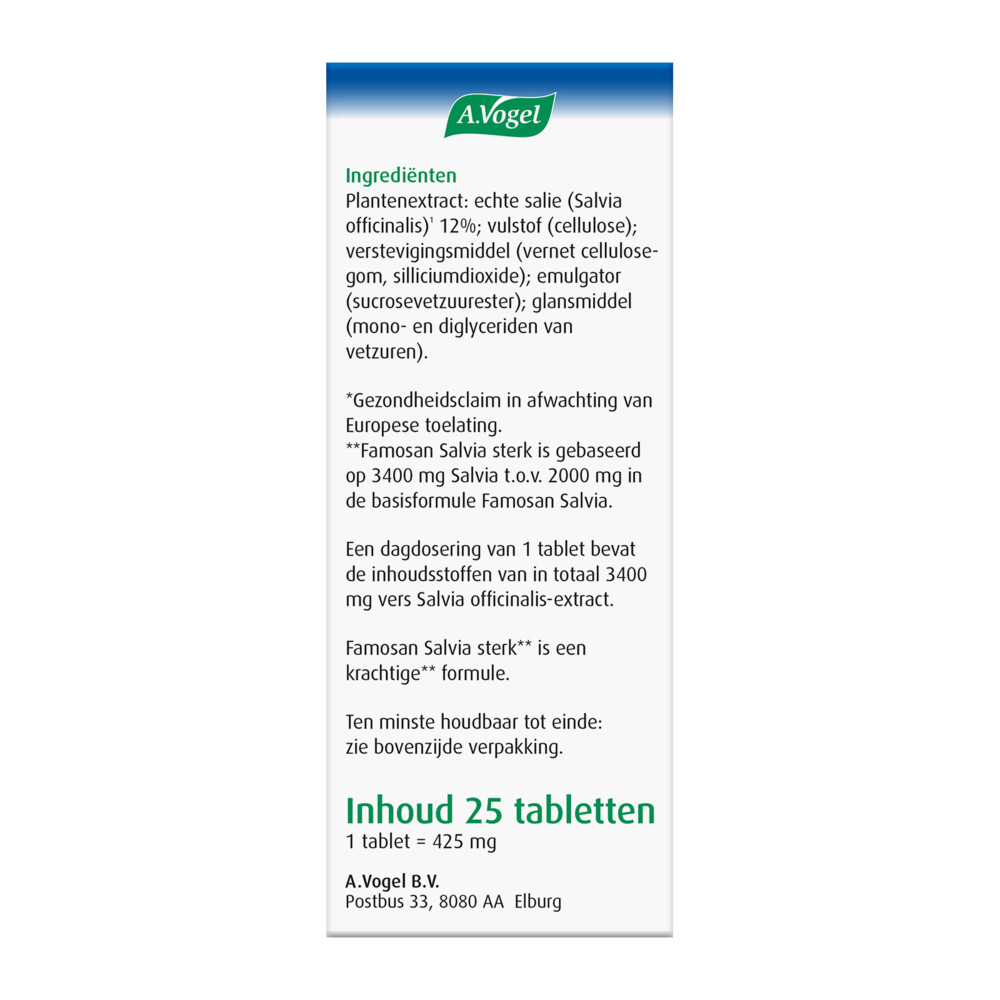 A.Vogel Famosan Salvia Overgang Sterk25 tabletten