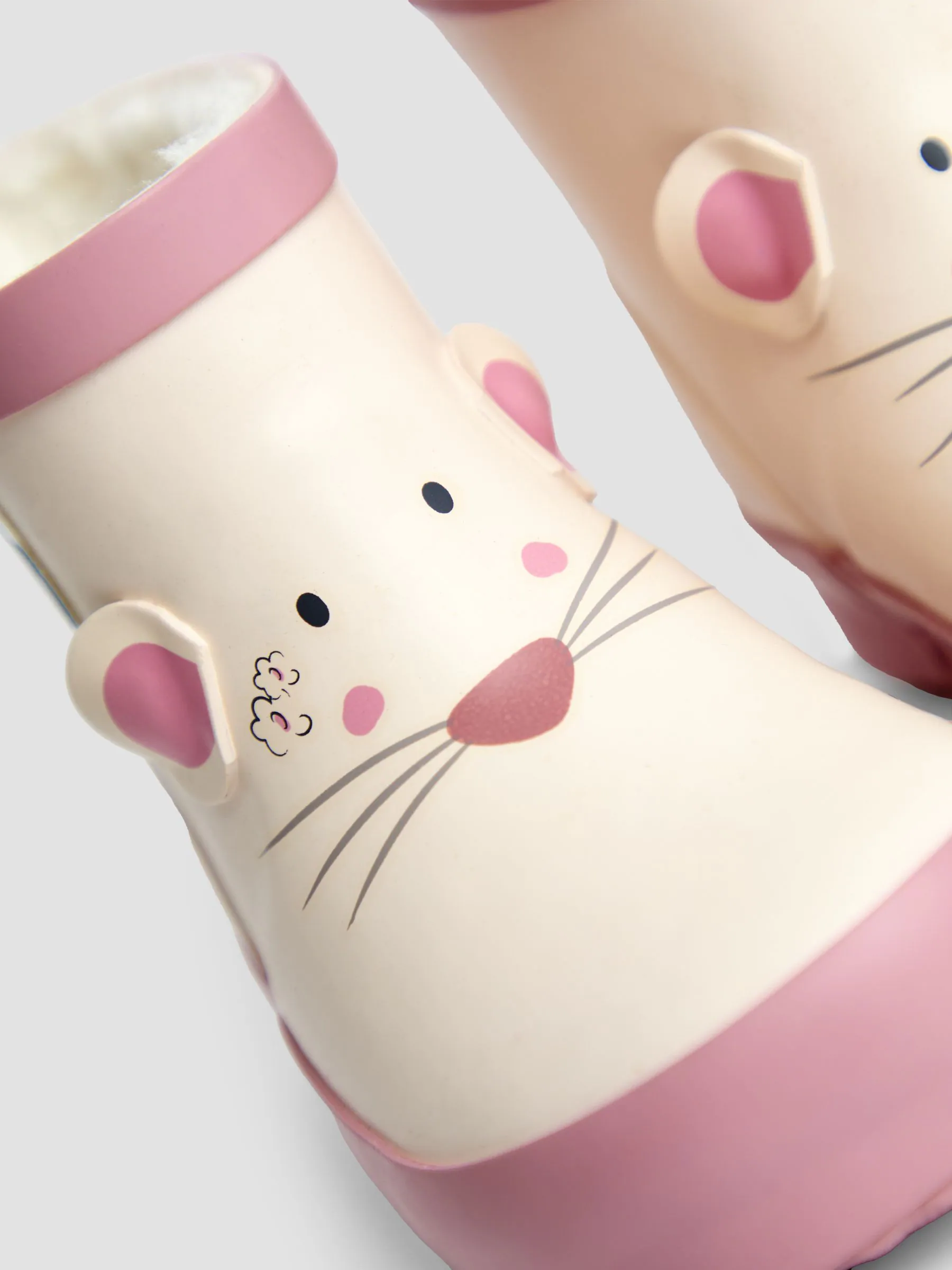 Crème - JoJo Maman Bébé Print Cosy Short Wellies