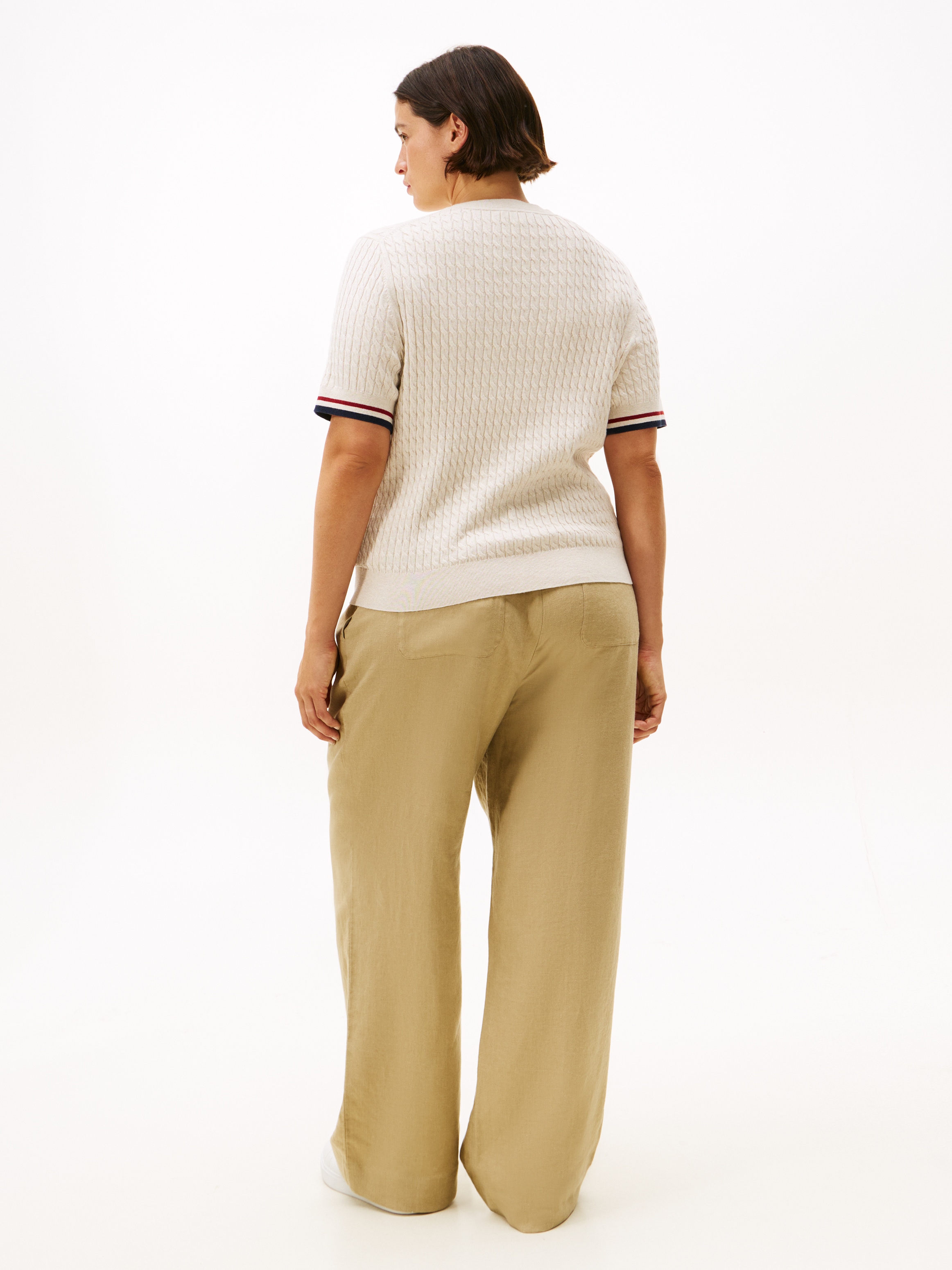 Tommy Hilfiger Curve Strickpullover »CRV CO CABLE FINE GG GPC SS SWT«, in grossen Grössen, mit Zopfmuster