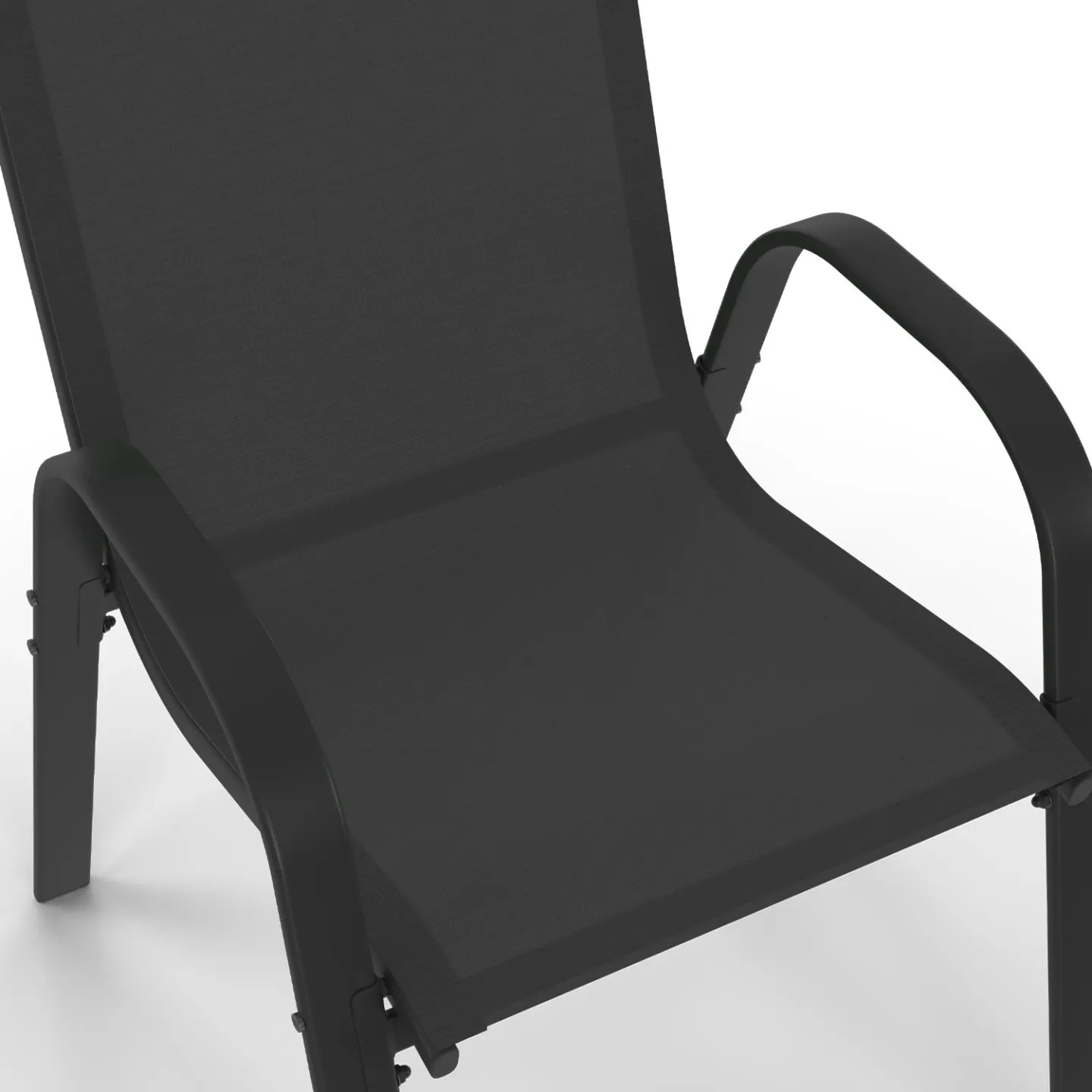 Lot de 4 chaises de jardin LYMA métal et textilène empilables noires