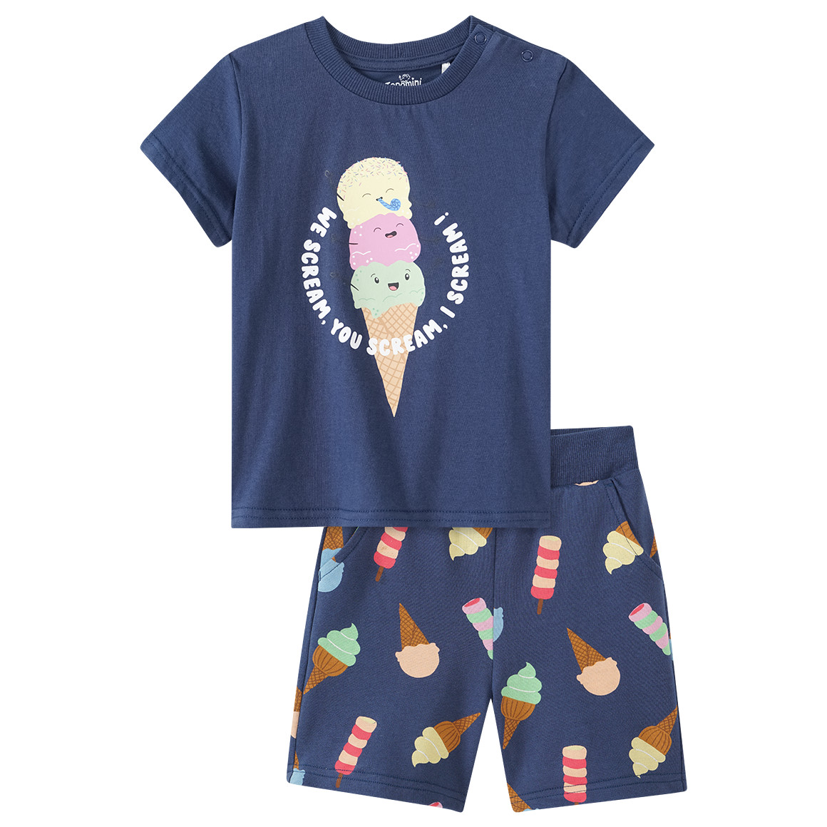 Topomini Baby T-Shirt und Joggingshorts im Set dunkelblau